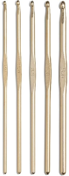 Assorted aluminum crochet hook set 2,5-5 mm - New gold